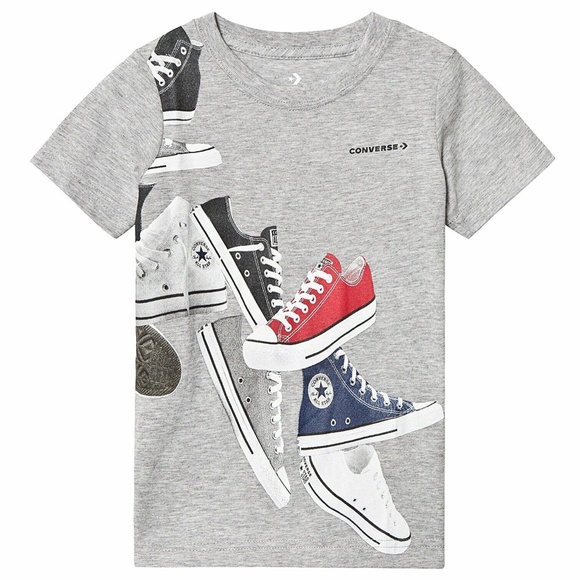 Converse‎ Chuck Taylor All Star Boys Short Sleeve Gray Large Shirt - Picture 9 of 9